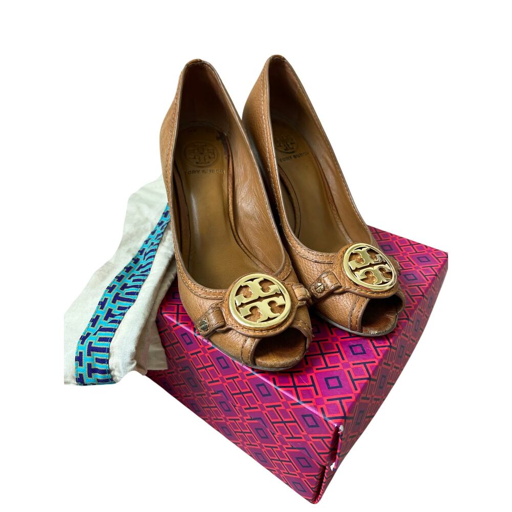 Tory Burch Leticia Wedges Sz 7 Tan